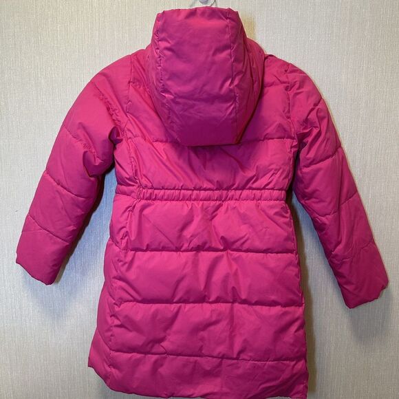 J CREW Crewcuts $168 Girl's HOT PINK Hooded Quilted Puffer Coat Jacket 8/M - Picture 2 of 9